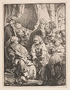Josef fortæller sine drømme by Rembrandt van Rijn
