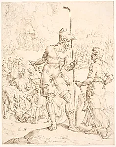 Josef kastes i brønden af sine brødre by Maarten van Heemskerck