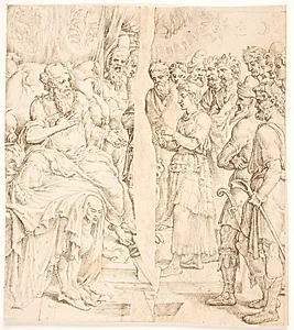 Josef tyder Farao's drøm & Josef fortæller Jakob sin drøm by Maarten van Heemskerck