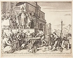 Josef uddeler kornet i Egypten by Bartholomeus Breenbergh