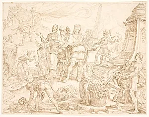 Josias befaler, at graven med den guds mand, der kom fra Juda, skal skånes by Maarten van Heemskerck