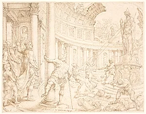 Josias befaler, at stenstøtterne af Astarte, Kemosj og Milkom skal nedbrydes og omhugges by Maarten van Heemskerck