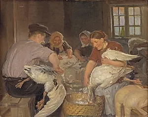 Julegæssene plukkes by Anna Ancher