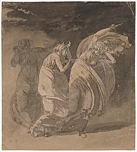 Julia og Fulvia. Scene fra Voltaires "Le Triumvirat", 4. akt by Nicolai Abildgaard
