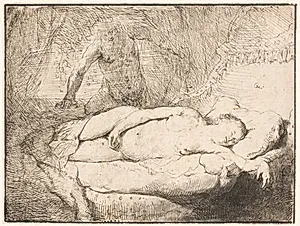 Jupiter og Antiope by Rembrandt van Rijn