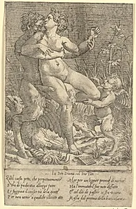 Jupiter transformé en Satyre et Diane by Giovanni Jacopo Caraglio
