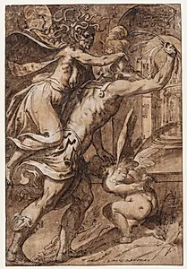 Kærlighedens tugtelse (Mars pisker Amor forfulgt af vreden) by Camillo di Capelli