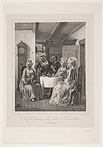 Kaffescenen i "Den politiske kandestøber" af Holberg by Edvard Westerberg