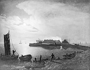 Kalkbrænderiet i måneskin by Emil Wolff