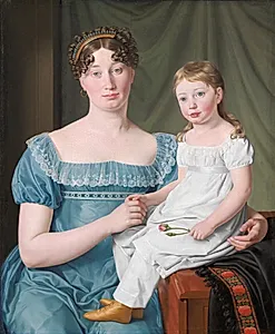 Kammerherreinde Sophie Hedvig Løvenskiold og hendes treårige datter Berthe Henriette