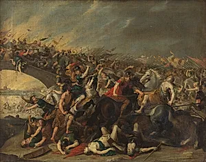 Kamp med amazoner by Hans I Jordaens