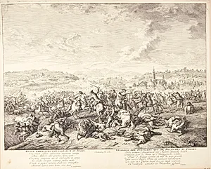 Kamp mellem tyske og franske tropper i Italien by Jan van Huchtenburg