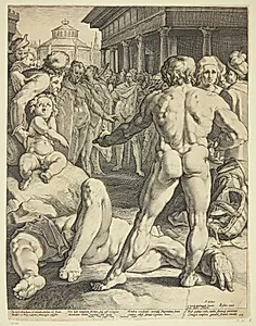 Kampen mellem Odysseus og Irus by Jan Harmensz. Muller