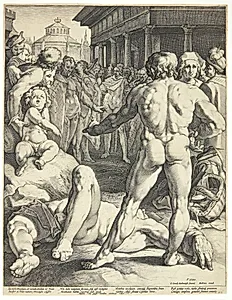 Kampen mellem Odysseus og Irus by Jan Harmensz. Muller