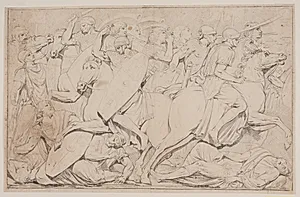 Kampscene med faldne fjender by Jacques François Joseph Saly