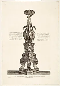 Kandelaber af marmor fundet i Hadrians Villa, Tivoli. Samme vase som i foregående blad, set fra en anden vinkel by Giovanni Battista Piranesi