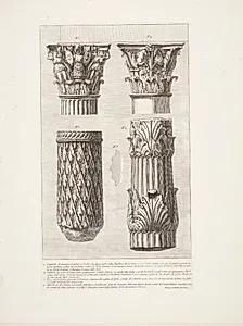 Kapitæler og søjlefragmenter, fra S. Lorenzo fuori delle Mura mm. by Giovanni Battista Piranesi