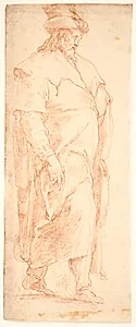 Kappeklædt mand, gående mod højre by Giovanni Battista Maganza (I)
