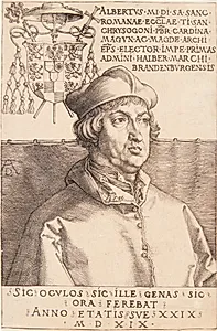 Kardinal Albrecht af Brandenburg, 1490-1545 by Albrecht Dürer