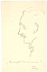 Karikatur af maleren Thorvald Erichsen, set i profil t.v. by Ludvig Find