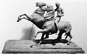 Karl rider to heste til vands by Theodor Philipsen