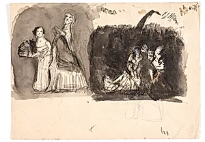 Karnevalsscene samt studie til "Diogenes" (?) by Oluf Hartmann