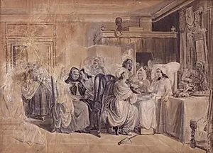 Karton til "Barselstuen" by Wilhelm Marstrand