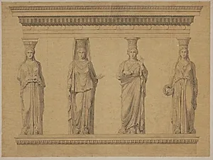 Karyatidehallen på Erecteion by Jan Jacob Schenkel