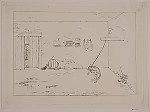 Katten i strikken. Illustration til "Reineke Fuchs"