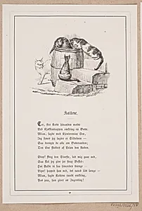 Kattene. Illustration til H.V. Kaalund, "Fabler for Børn" by H.P. Hansen