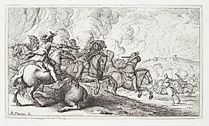 Kavaleri, der angriber en fjende by Albert Flamen