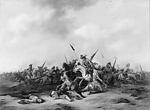 Kavalleri og infanteri i kamp by Matthias Stom