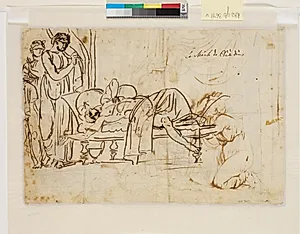 Kejser Claudius' død. Til venstre i billedet betragter Agrippinn giftens virkning by Nicolai Abildgaard