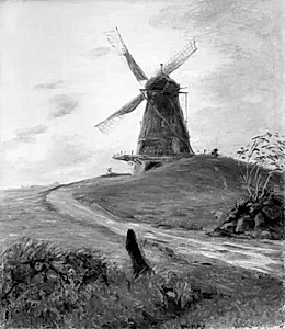 Kimmerlev Mølle. Solnedgang by Theodor Philipsen