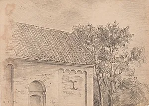 Kirkearkitektur med træer by J.A. Jerichau (II)