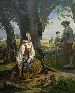 Kirstine Svends finder guldhornet ved Gallehus den 20. juli 1639 by Niels Simonsen