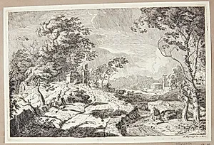 Klippelandskab i en storm by Albert Meyering