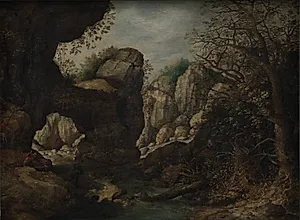 Klippelandskab med gedejagt by Pieter Stevens (II)
