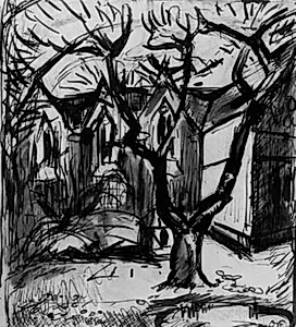 Klostergård med nøgent træ by Emile Othon Friesz