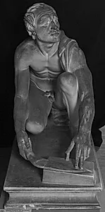 Knælende mand skærper en kniv, Sliberen. Fra gruppe med Apollon og Marsyas by Ubekendt