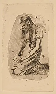 Knælende ung pige by Erling Eckersberg
