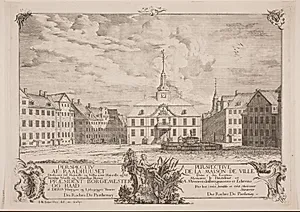 Københavns rådhus, set fra Gammeltorv by J.N. Schrøder