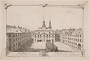 Københavns rådhus, set fra Nytorv by J.N. Schrøder