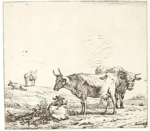 Koen, tyren og kalven by Karel Du Jardin