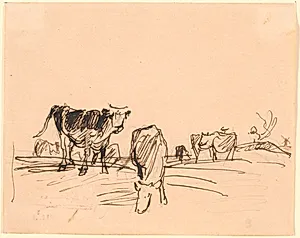 Køer på en mark by Theodor Philipsen