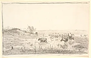 Køer på engene ved Mejlgaard by Theodor Philipsen