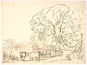 Køer ved en skovsø by P.C. Skovgaard