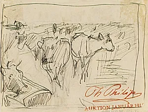 Køer ved et vandingstrug by Theodor Philipsen
