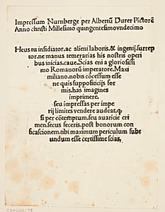Kolofonblad by Albrecht Dürer