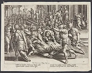 Kommandanten forhindrer jøderne i at slå Paulus ihjel by Philips Galle